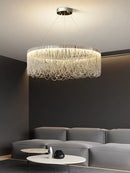 Axyaa Modern Tassel Chandelier Silver Round Light Fixture