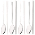 Axyaa 8-Piece Black Stainless Steel Cutlery Set with Sushi Sticks and Korean Chopsticks