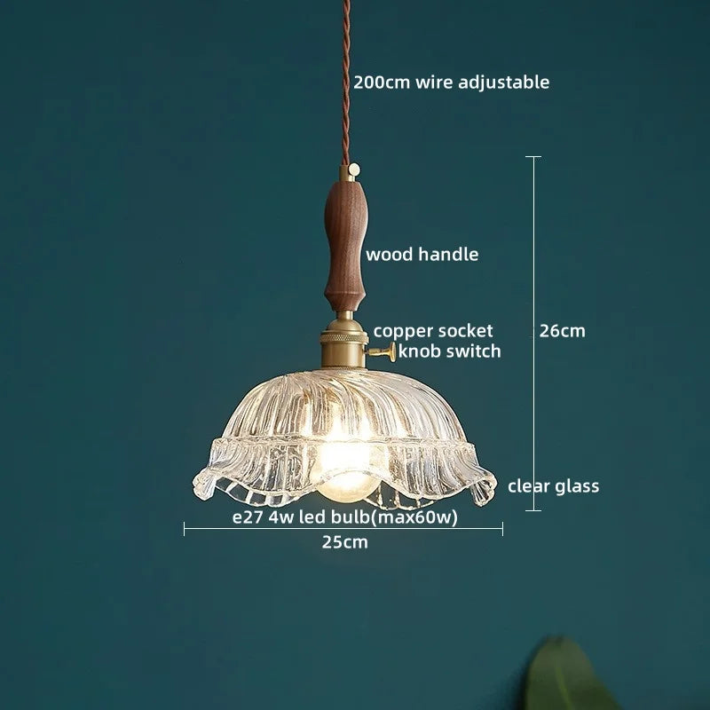 Axyaa Copper Glass LED Pendant Light - Nordic Style for Bedroom, Kitchen, Bar, Stairway