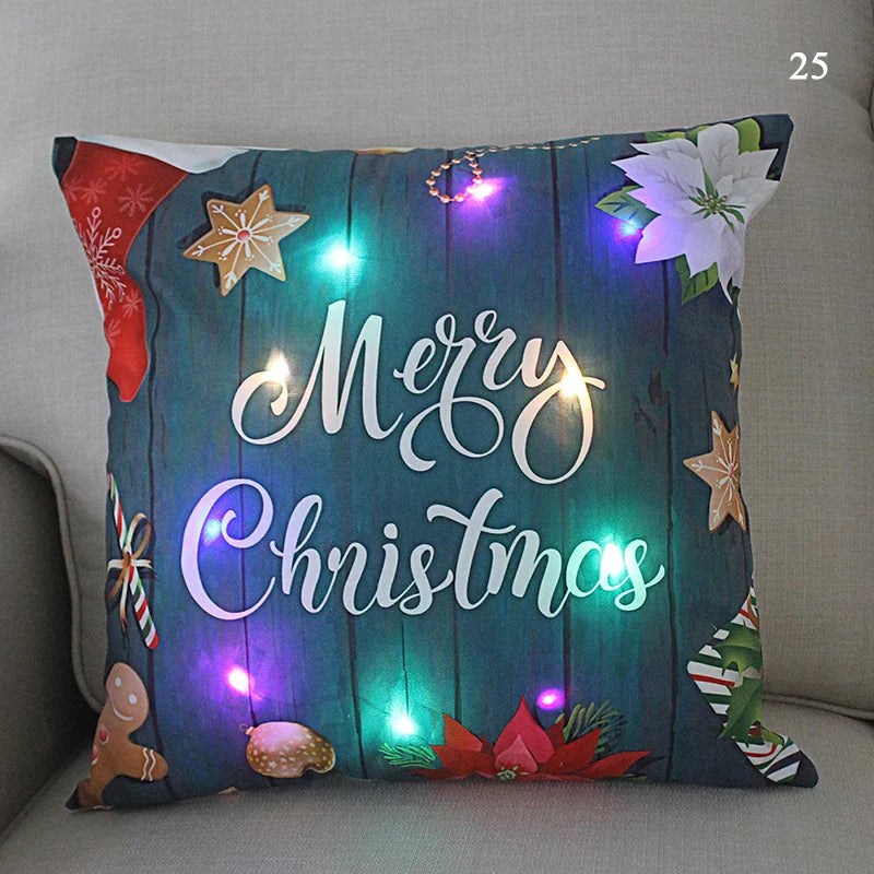 Axyaa LED Santa Claus Cushion Cover: Festive Light-Up Pillowcase for Home Decor
