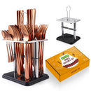 Axyaa 24-Piece Stainless Steel Hammer Pattern Cutlery Set