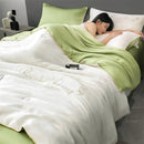 Axyaa Silk Embroidery Summer Quilt: Smooth & Cool Solid Blanket for Bed