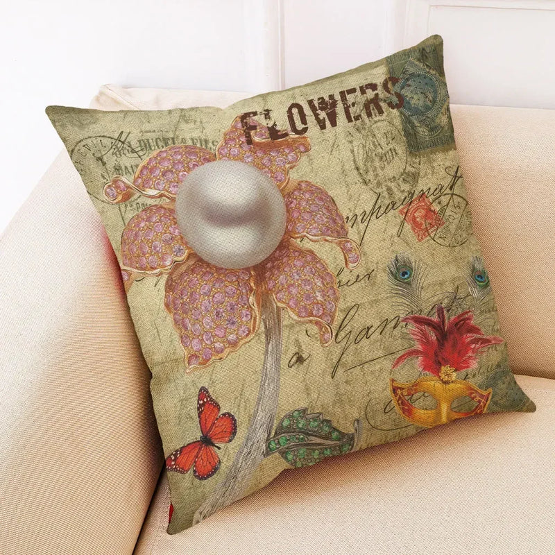 Retro Design Linen Pillowcase for Living Room & Bedroom by Axyaa