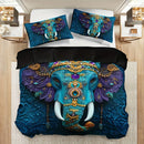 Axyaa Ethnic Tribal Elephant Print Quilt Cover Set for Home and Dorm All Seasons