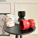 Axyaa Ceramic Flower Bouquet Vase Desk Decoration for Room Aesthetic Decor