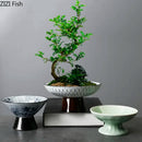 Axyaa Blue & White Porcelain Vase with Artificial Flowers: Modern Desk Decor
