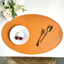 Axyaa Oval Leather Placemat 10PCS - Orange Waterproof Dining Table Mat Home Kitchen
