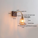 Axyaa Amber Glass LED Wall Sconce Pull Chain Switch - Modern Bedroom Decor Light