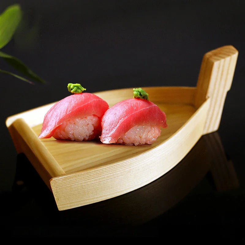 Axya Wooden Sushi Boat - Creative Japanese & Korean Dishes - Cake Dessert Plate Bento