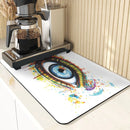 Eye Print Watercolor Style Absorbent Drying Mat & Coasters Set by Axyaa