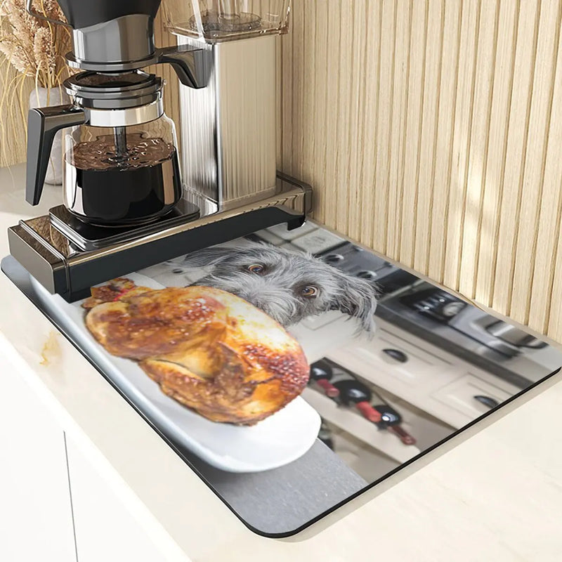 Axyaa Cute Puppy Kitchen Counter Drain Mat Set