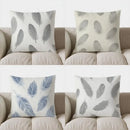 Axyaa Grey Feather Pattern Throw Pillow Cover for Sofa, Bedroom, Car