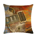 Axyaa Rock Guitar Pattern Throw Pillow Cover: Cotton Linen Cushion for Home Sofa