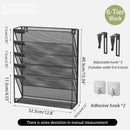 Axyaa 5-Layer Vertical Wall File Storage Rack with Magazine Holder - Black