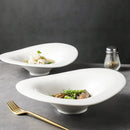 Axyaa White Ceramic Soup Plate - High-end Deep Dish Irregular Shaped Bowl