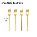 Axyaa Stainless Steel Coffee Fork Set, Mirror Gold Cutlery, Durable Fruit Forks