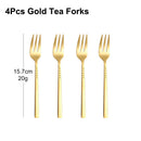 Axyaa Stainless Steel Coffee Tea Fruit Fork Set, 6/12Pcs Gold Sliverware Cake Ice Cream