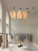 Axyaa Nordic Linen Pleated Pendant Lamp Vintage Wind Chandelier