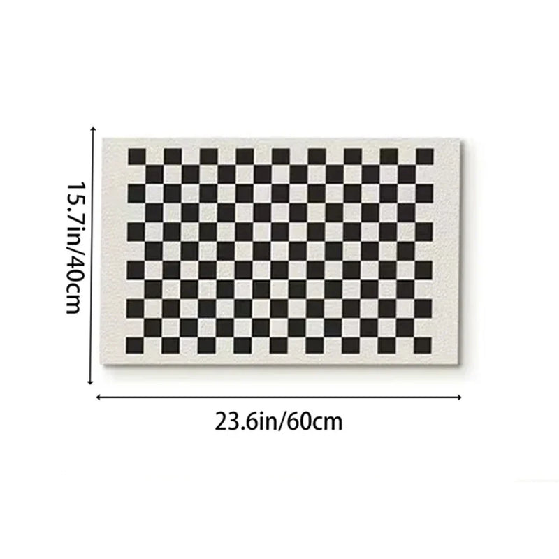 Axyaa Blue Emblem Pattern Diatom Mud Floor Mat: Super Non-Slip & Absorbent
