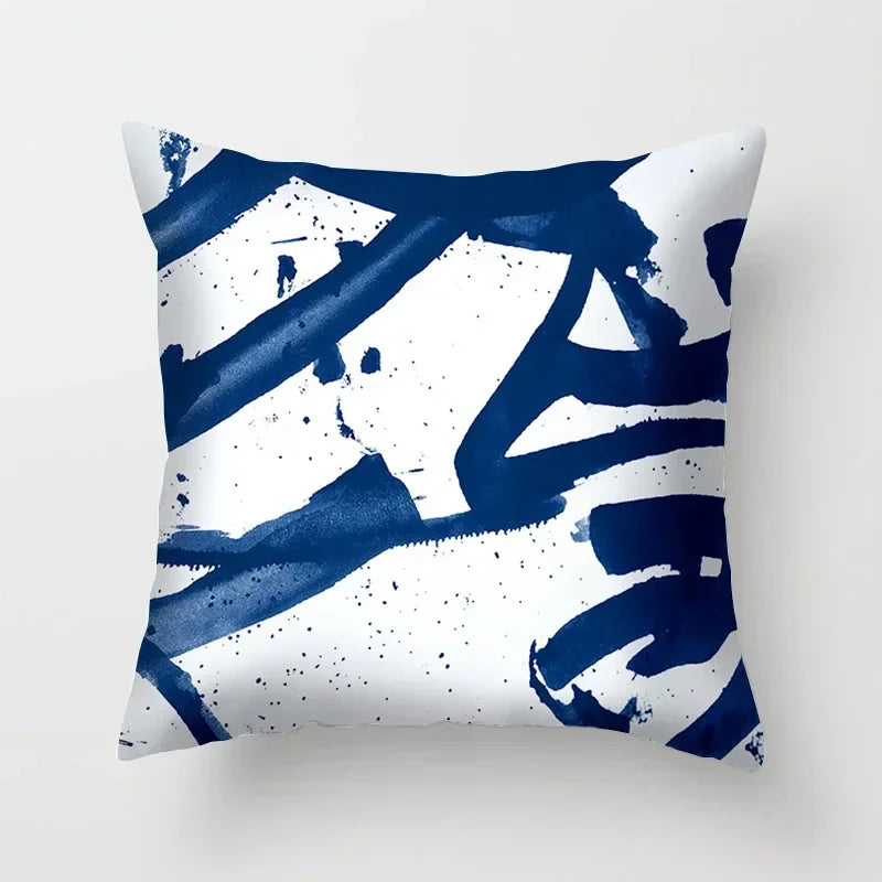 Blue Pattern Cushion Cover 45*45cm Pillowcase for Bedroom Sofa Home Decor by Axyaa
