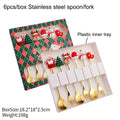 Axyaa Christmas Doll Spoon Fork Set Stainless Steel Tableware Gift Box