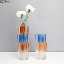 Axyaa Crystal Cylinder Glass Vase for Desk Decoration and Floral Arrangement