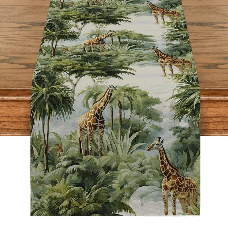 Axyaa Tropical Rainforest Table Runner for Kitchen Holiday Party Dining Decor