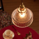 Axyaa Nordic Glass Copper Pendant Lamp with Walnut Wood Finish