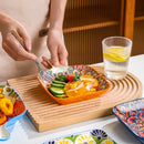 Axyaa Bohemian Ceramic Square Plate for Snacks and Fruits