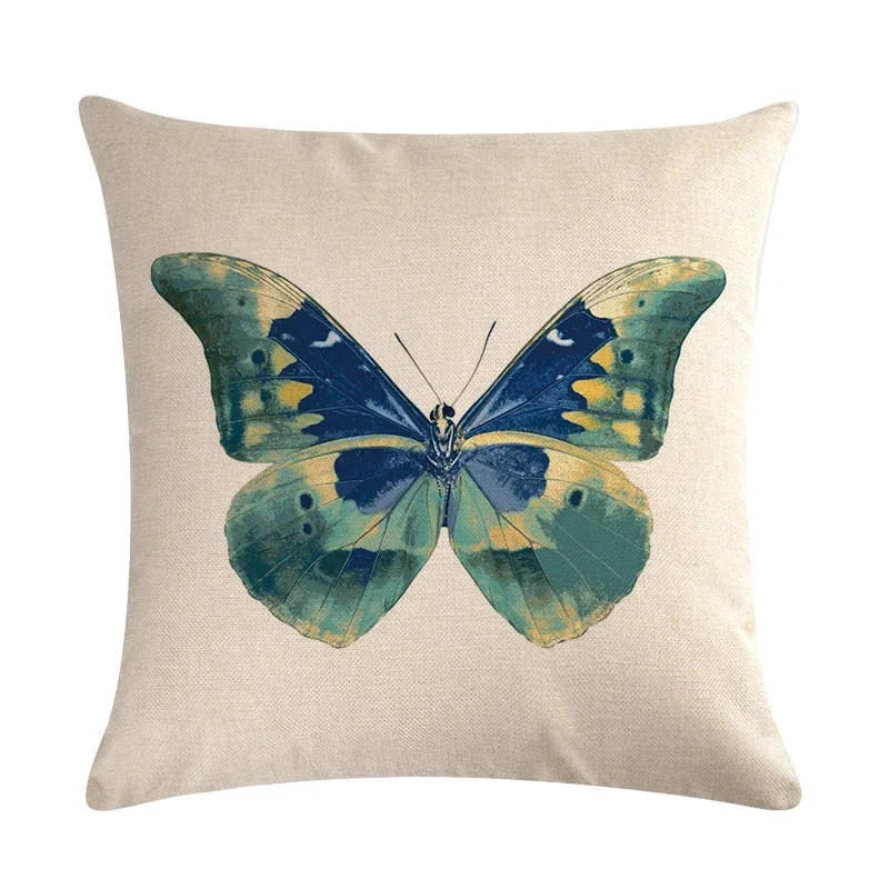 Butterfly Cotton Linen Throw Pillow Cover for Home & Car Decor - Axyaa