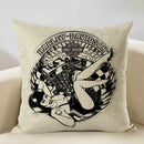 Axyaa Motorcycle Pattern Cushion Cover 45x45cm - Black and White Design