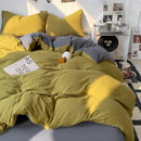 Axyaa Washed Cotton Duvet Set with Fitted Sheet Style & Pillowcase