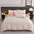Axyaa Velvet Bedding Set: Duvet Cover, Comforter, Sheet, Pillowcase - 4pc Set