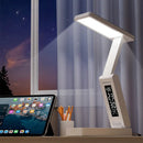 Axyaa Foldable Desk Lamp with Clock USB Charging, Rechargeable LED Reading Light