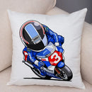 Axyaa Cartoon Sport Motorcycle Cushion Cover - Super Soft Plush Pillow Case