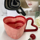 Axyaa Heart Ceramic Coffee Cup 300ml Striped Latte Mug - Exquisite Home Drinkware