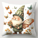 Axyaa Dwarf & Floral Pillowcase Set of 4, 17.7"x17.7", Single-Sided Print Home Decor