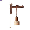 Axyaa Nordic LED Wall Sconce Yellow Travertine Stone Wood Handle Stair Light