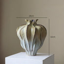 Axyaa Pleated Pattern Ceramic Vase - Handcrafted Flower Bud Shape Home Decoration