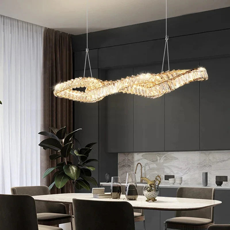 Axyaa Metal Crystal Ceiling Lamps: Luxury LED Pendant Chandeliers Lights