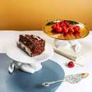 Axyaa Rabbit Ceramic Cake Plate: White Round Dinner Dish, Cute Animal Fruit Snack Plate