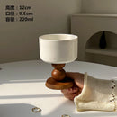 Axyaa Vintage Ceramic Goblet with Wooden Stem - 220ml Home Drinkware
