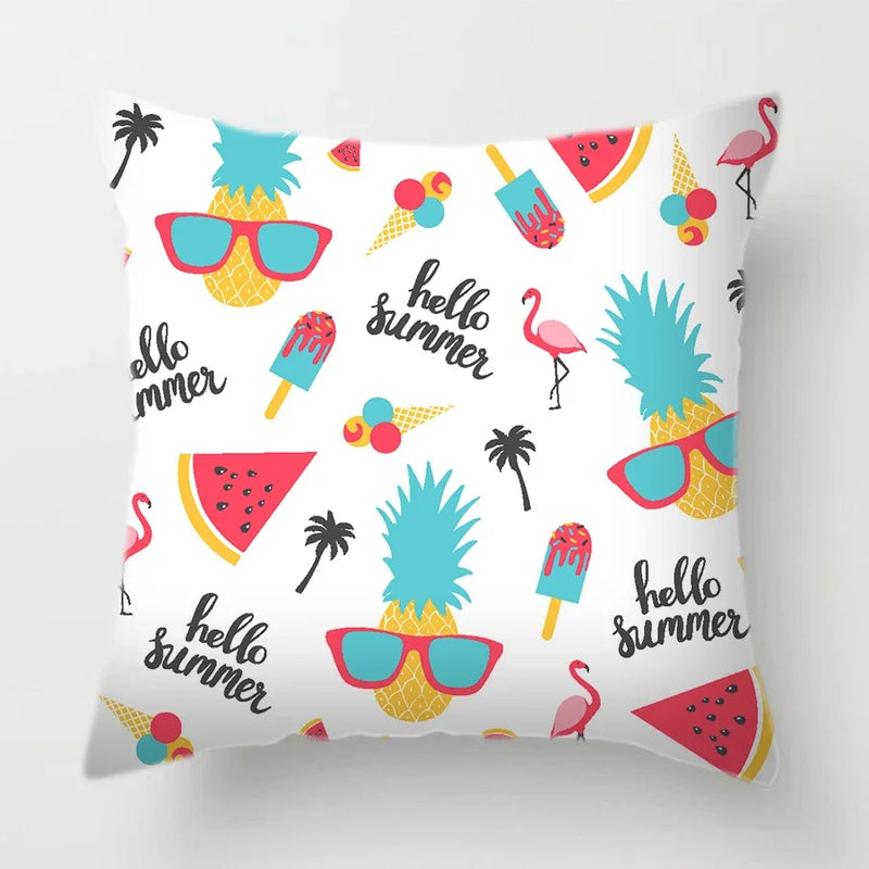 Axyaa Tropical Fruits Cushion Cover Watermelon Pineapple Decorative Pillow Case