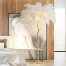 Axyaa Nordic Feather Floor Lamp - Modern Brass LED Light for Home Decor