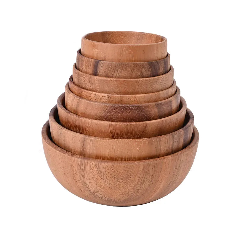 Axya Wooden Japanese Salad Bowl Handmade Tableware Mixing Bowls Kitchen Container