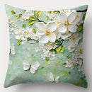 Axyaa Green Fresh Flower Sofa Pillow Case Set, 4 Pieces