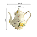 Axyaa Lemon Pattern Tea Set: Cup, Saucer, Teapot, Plate, Kettle - European Ceramic Offering