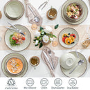Axyaa Stoneware Ceramic Dinnerware Set: Plates, Bowls, Mugs - 16/32/48 Pieces