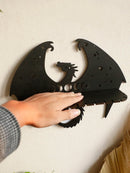 Gothic Black Dragon Wooden Wall Shelf Crystal Moon Phase Candle Holder for Aesthetic Home Decor by Axyaa