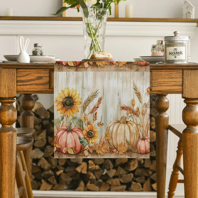 Axyaa Pumpkin Table Runner | Farmhouse Kitchen Decor & Holiday Party Table Setting